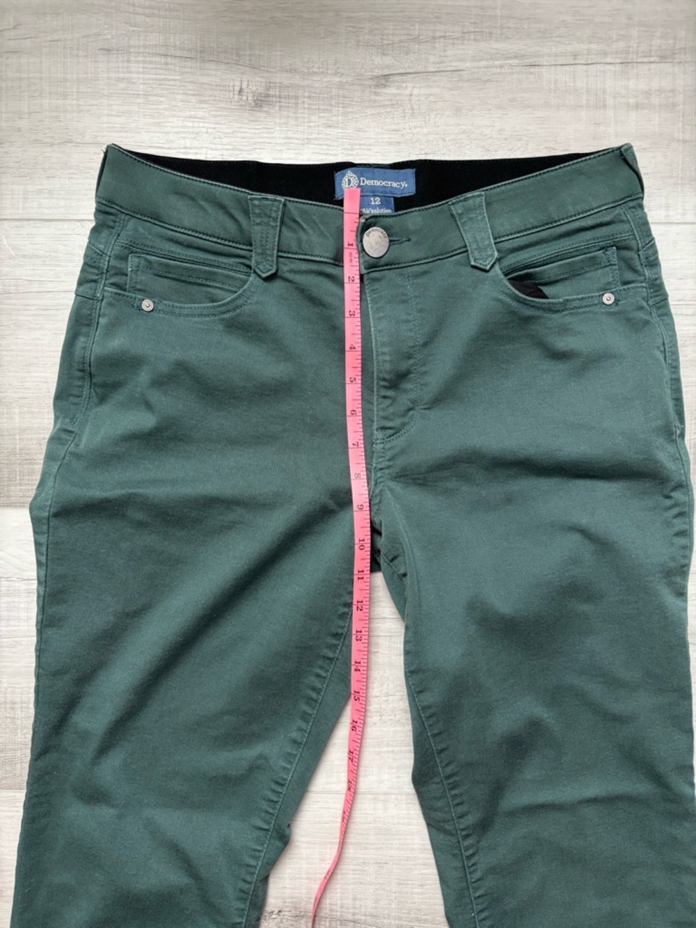 Democracy Absolution Green Straight Leg Pants Size 12 Stretch - Picture 5 of 8